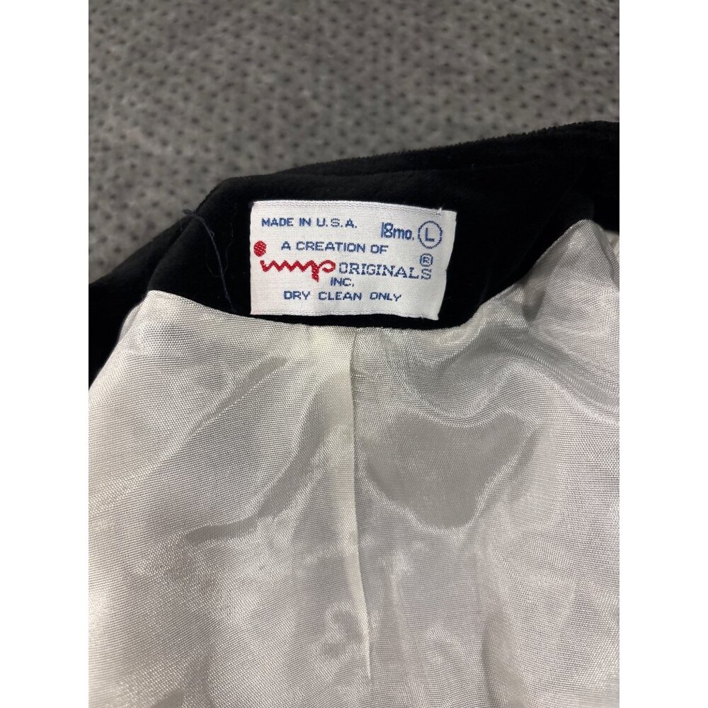 Vintage Toddler Black Velvet Blazer By Originals Inc.18 Mo Satin Lining - Picture 6 of 9